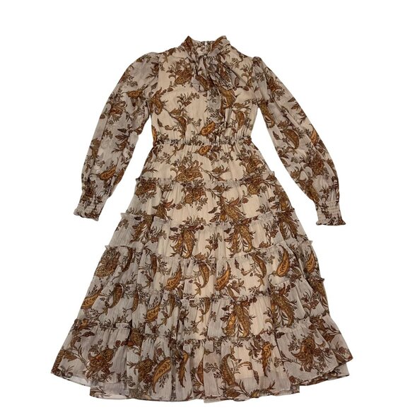 Rachel Parcell Dresses & Skirts - Rachel Parcell dress Women's XS cream floral print chiffon tiered long sleeve